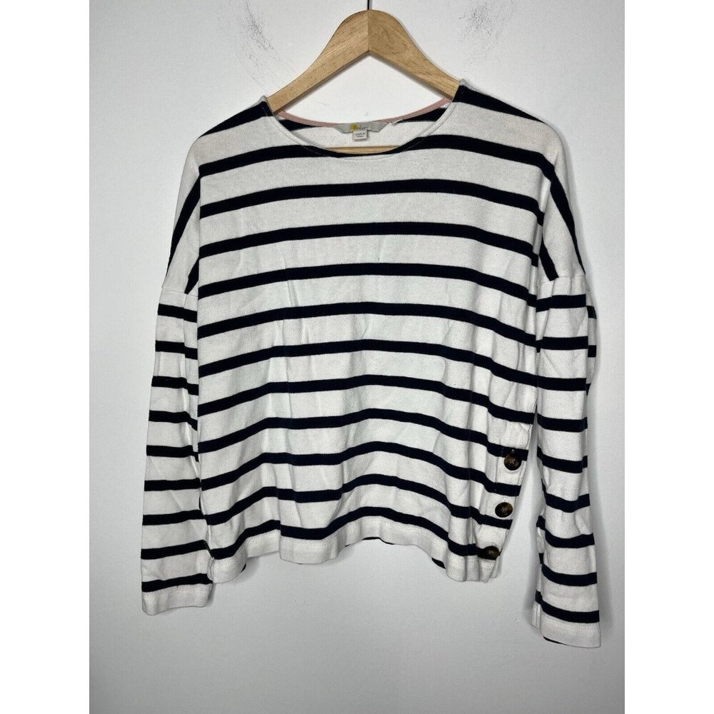 Boden Womens Sweater‎ Top Striped Button Sides Size 10